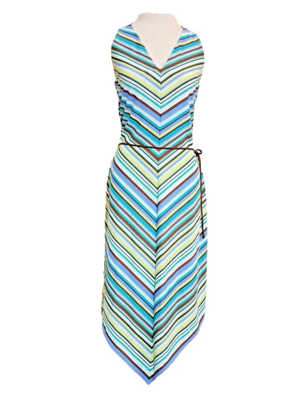 Laundry by Shelli Segal Chevron Stripe Dress Sz 10 V-Neck Summer
